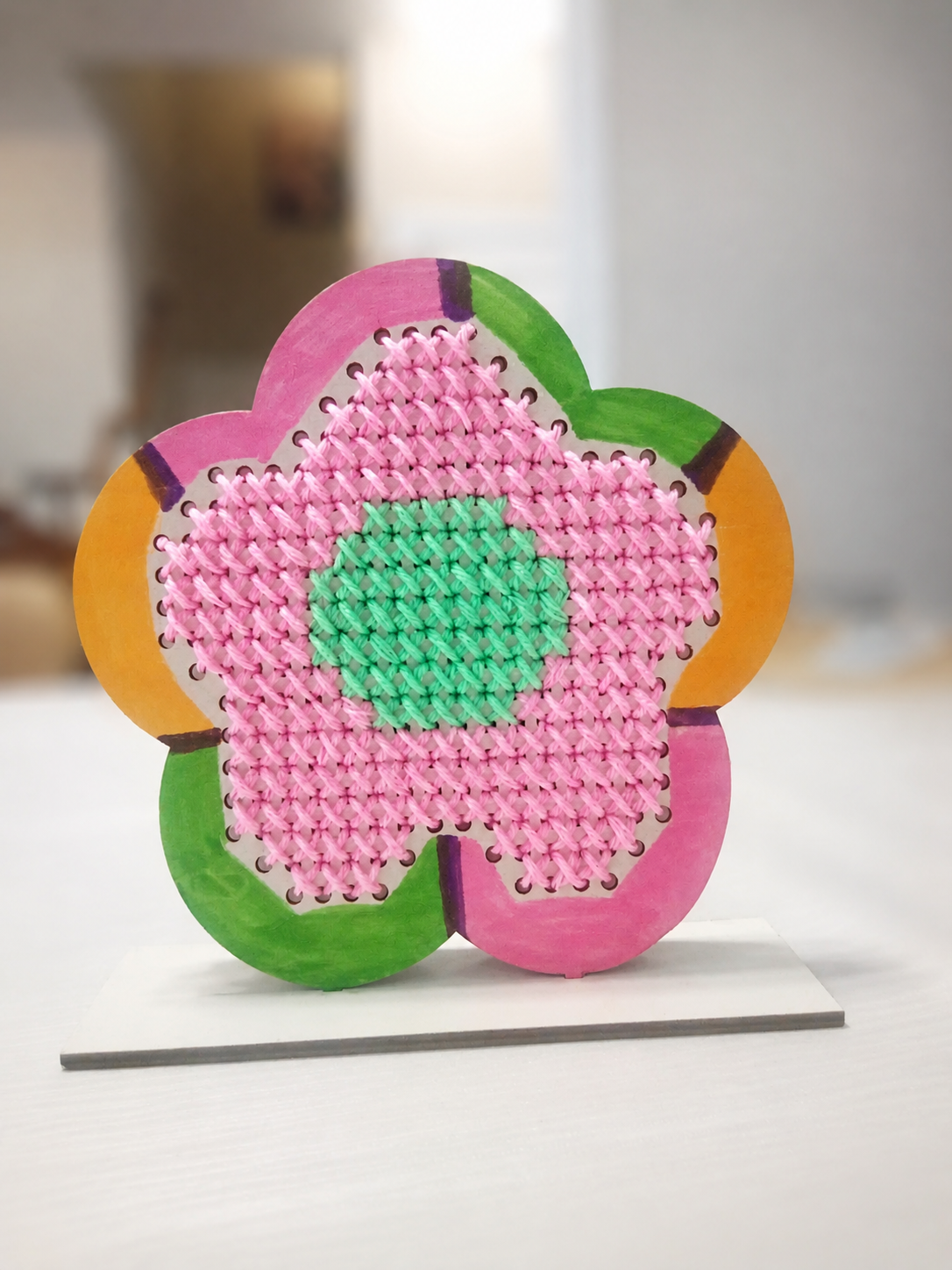 Wooden flower white board